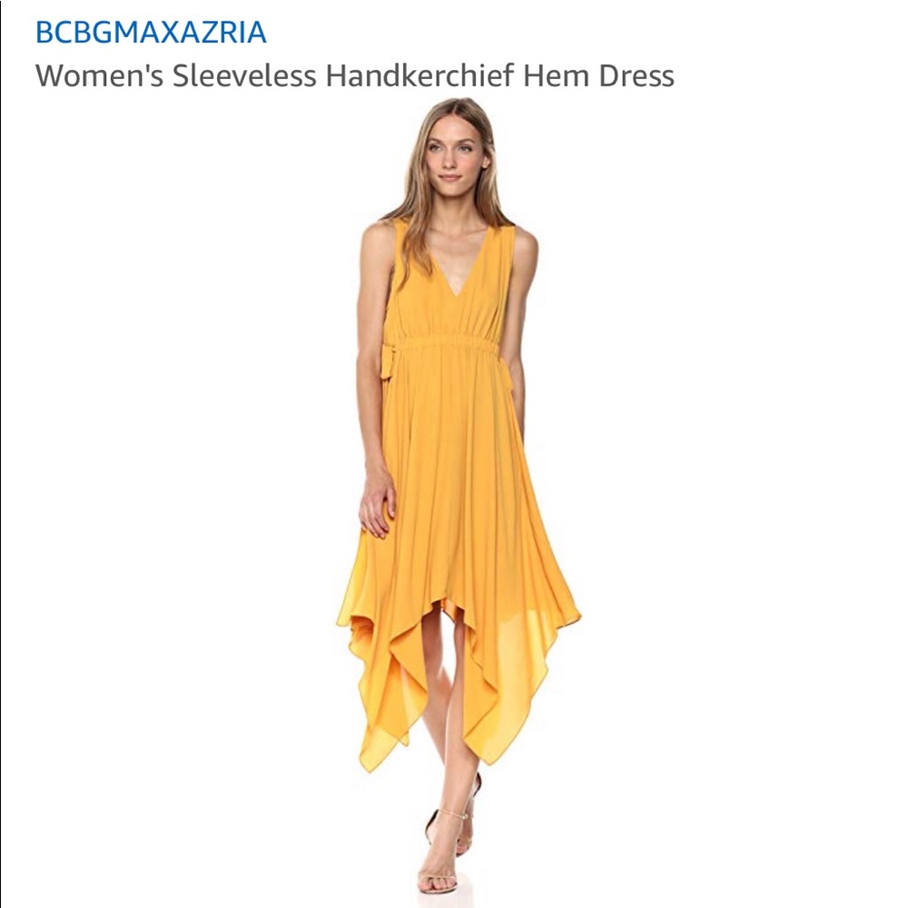 BCBGMaxazria Golden Glow Handkerchief Dress